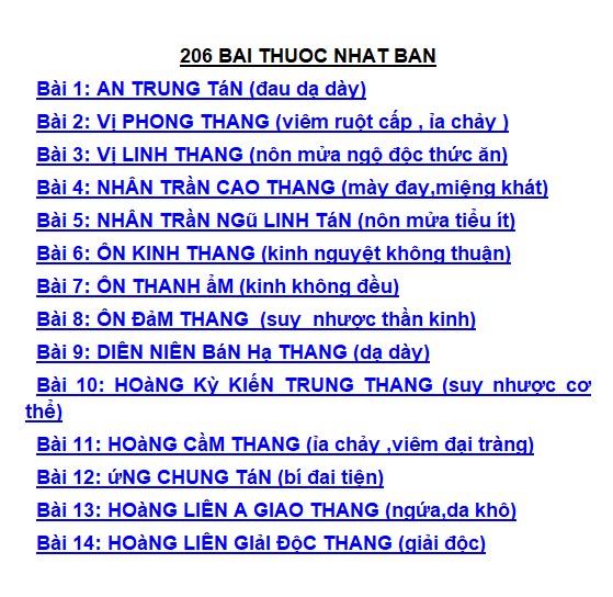 206 bài thuốc Nhật Bản