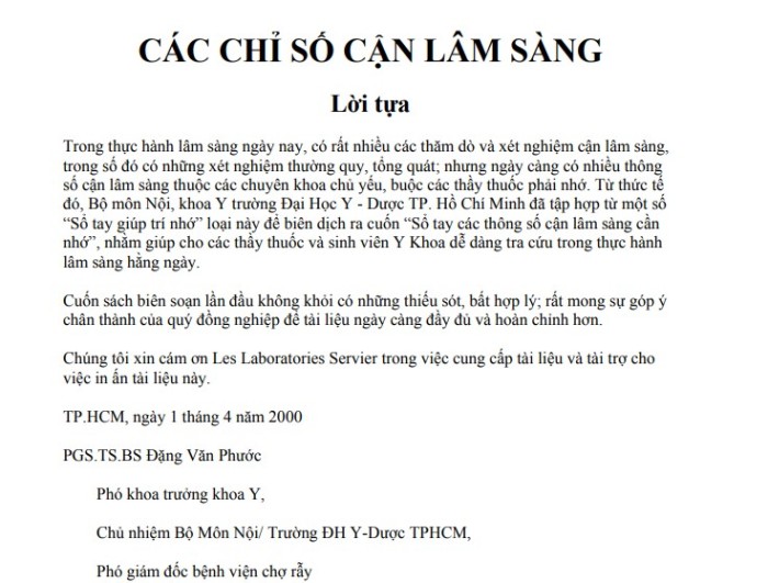 các chỉ số cận lâm sàng - PSG TS BS Đặng Văn Phước