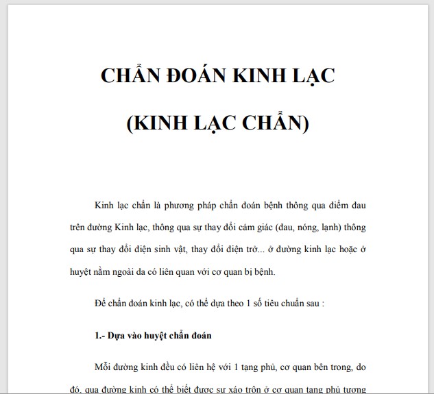 Chẩn Đoán Kinh Lạc