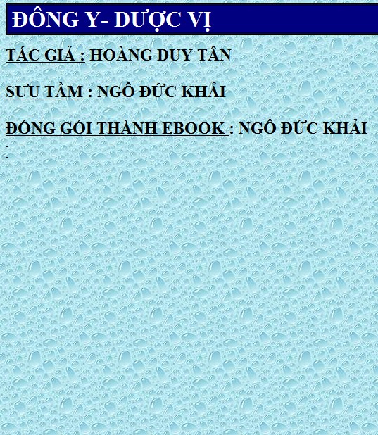 Đông y - Dược vị - Hoàng Duy Tân