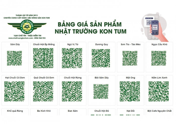 Bảng giá sản phẩm QR CODE Nhật Trường Kon Tum