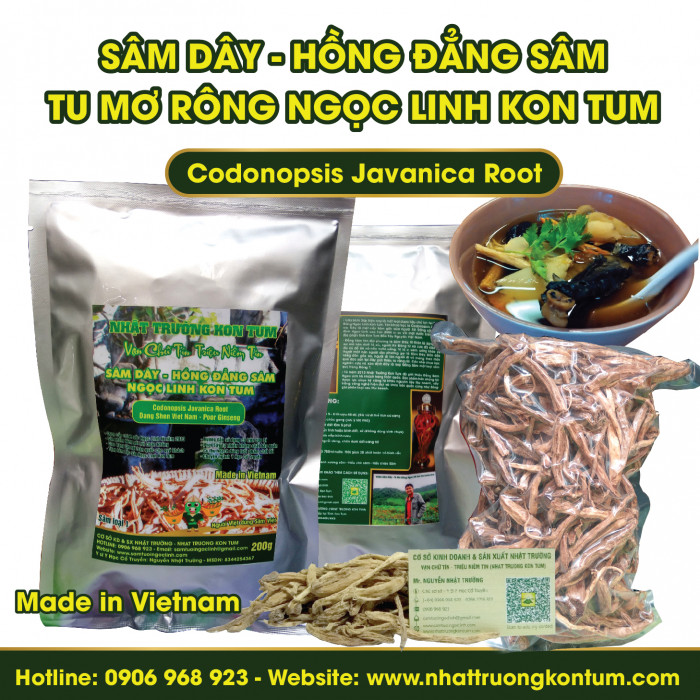 Sâm Dây (Hồng Đẳng Sâm) Tu Mơ Rông Ngọc Linh Kon Tum - Codonopsis Javanica - Loại 3 (Cỡ Nhỏ) - Túi 1kg