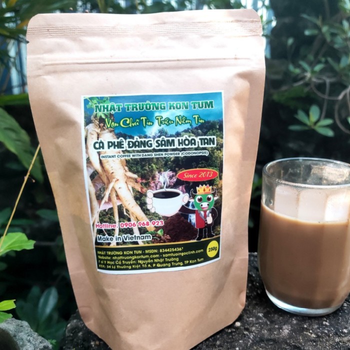 Cà phê Đảng Sâm - Sâm Dây Hòa Tan Ngọc Linh Kon Tum - Instant Coffee with dang seng powder - Codonopsis Coffee Vietnam - Túi 250g