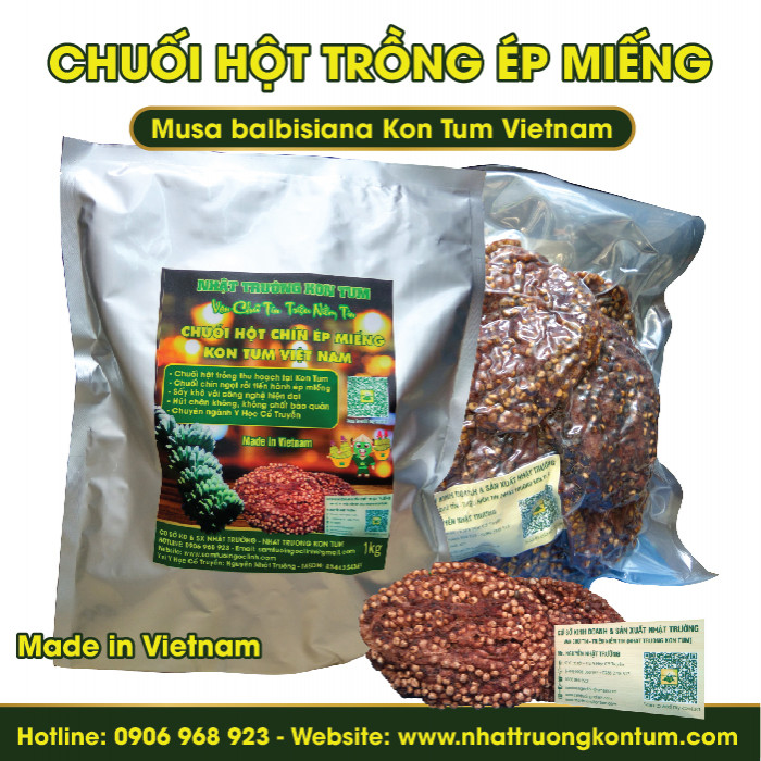 Chuối hột ép miếng - Chuối hột trồng - Musa balbisiana Kon Tum Vietnam - Túi 1kg