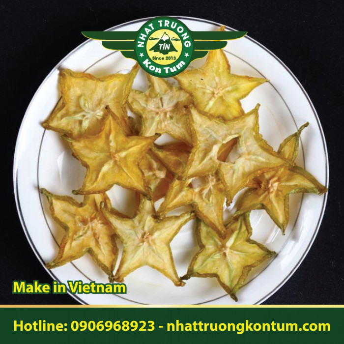 Khế Khô Chua Nguyên Chất Nhật Trường Kon Tum - Natural dried Averrhoa carambola dehydrated star fruits slices for tea - Túi 1kg