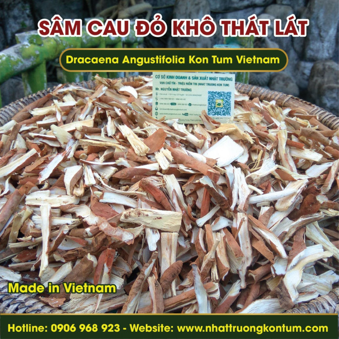 Sâm Cau Đỏ Thái Lát Khô Tu Mơ Rông Ngọc Linh Kon Tum - Dried Dracaena Angustifolia Root - Túi 1kg