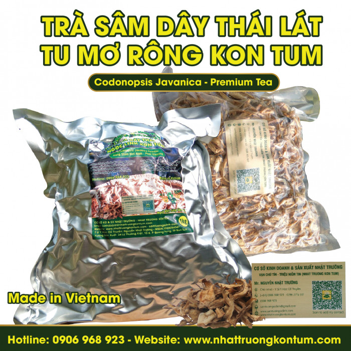 Trà Sâm Dây Thái Lát Tu Mơ Rông Ngọc Linh Kon Tum - Codonopsis Javanica Premium Tea - Túi 1kg